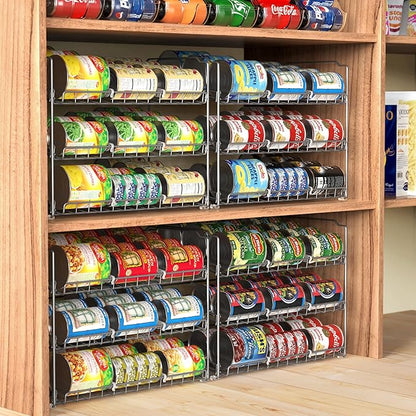 Simple Houseware Stackable Can Rack, Silver, Adjustable Plastic Dividers, Holds 36 Cans