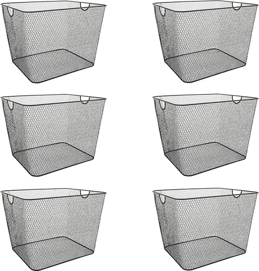 YBM HOME Kitchen Pantry Organizer Wire Baskets for Shelves, Cabinets, Pantry, Countertop, Mesh Open Storage Bin Metal Basket for Organizing Food Supplies, 6 Pack