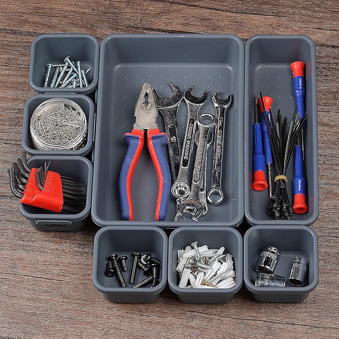 Mr. Pen- Interlocking Desk Drawer Organizer, 8 pcs, Drawer Organizer, Kitchen Drawer Organizer, Desk Drawer Organizer, Drawer Organizers