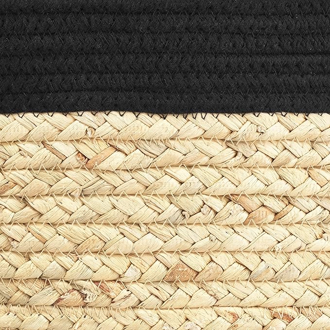 Whitmor Medium Braided Tote, Black & Tan