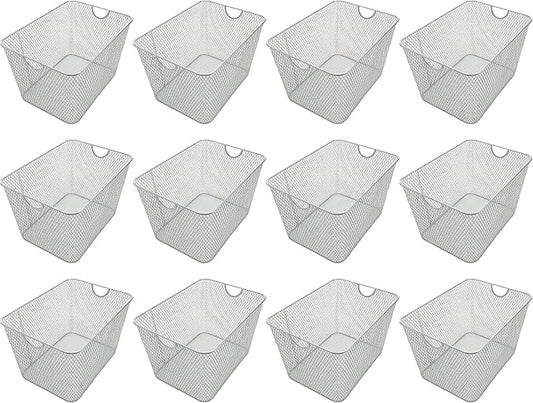 YBM HOME Kitchen Pantry Organizer Wire Baskets for Shelves, Cabinets, Pantry, Countertop, Mesh Open Storage Bin Metal Basket for Organizing Food Supplies, 12 Pack, 14x10x8.8