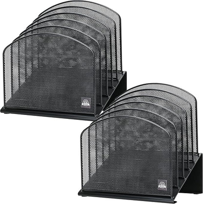 2 Pack Inclined Desk File Organizer, 5 Slot Desktop File Folder Holder Document Holder Sorter Organization and Accessories for Office School Classroom