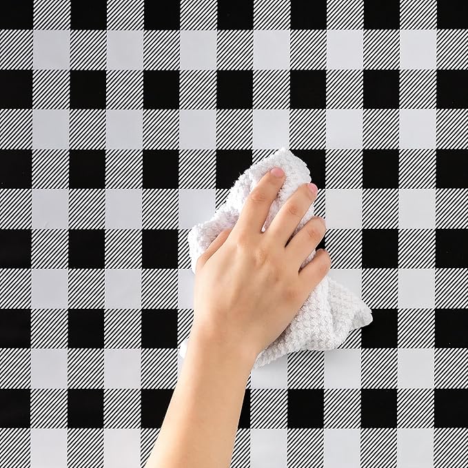 EasyLiner Peel & Stick Decor Removable Peel and Stick Wallpaper - Self Adhesive Decorative Shelf Paper for Cabinets, Walls, Resurfacing Projects - Adhesive Shelf Liner - 20in x 18ft - Black Gingham
