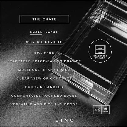 BINO | Stackable Storage Drawers, Small - Clear | THE CRATE COLLECTION | Storage Bins With Drawers | Bathroom Organizers | Under Sink Organizer | Vanity Cabinet Home Organization