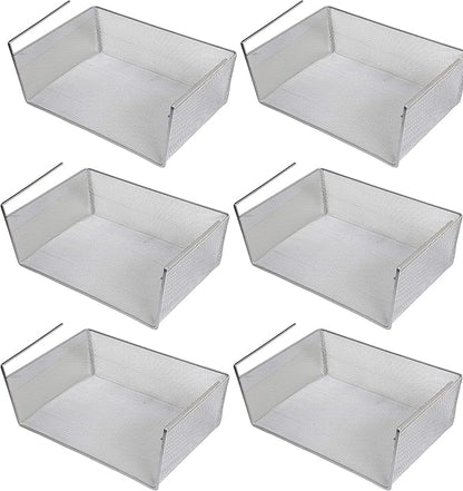YBM Home Under Shelf Basket (6-Pack) Mesh Stainless Steel Storage Under Cabinet Hanging Basket Rack Maximize Space in Cabinets, Pantry Room, Bathroom, Laundry Room, and More, 1131