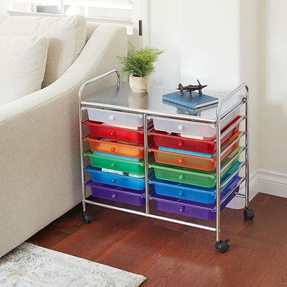 ECR4Kids 12-Drawer Value Mobile Organizer, Storage Cart, Assorted