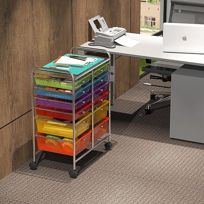 Simple Houseware Utility Cart with 12 Drawers Rolling Storage Art Craft Organizer, Multicolor